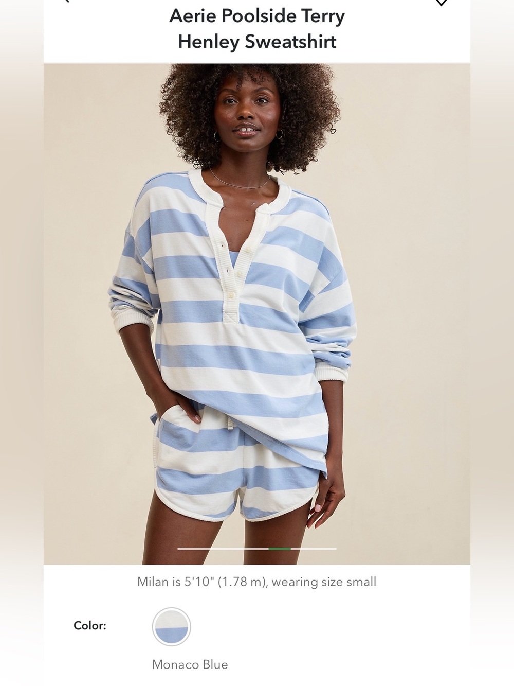 Aerie Poolside Terry Henley Sweatshirt
